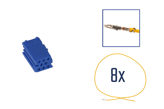 Repair kit connector 8 pin for MINI ISO connector housing blue