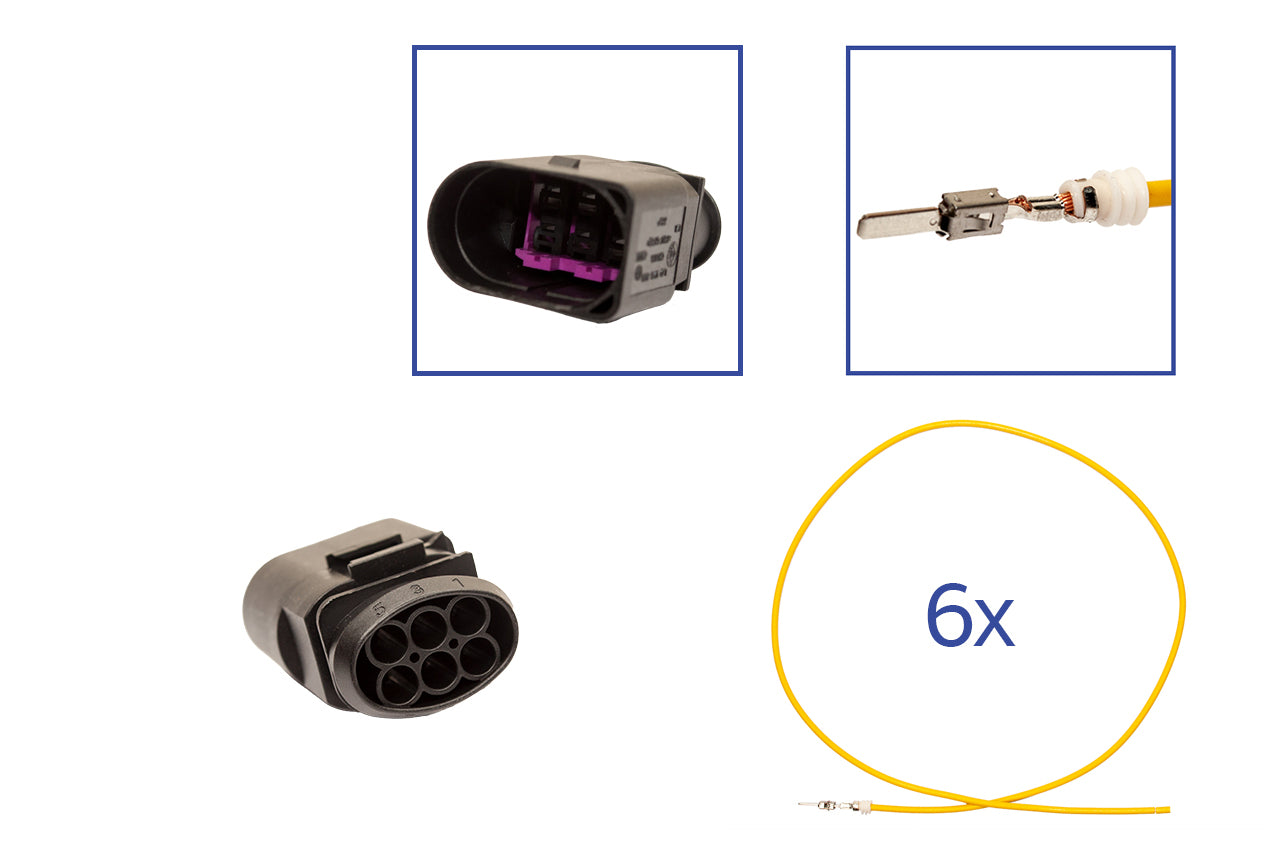 Repair kit connector 6 flatpin 1J0 973 833 housing for VW Audi Seat Skoda