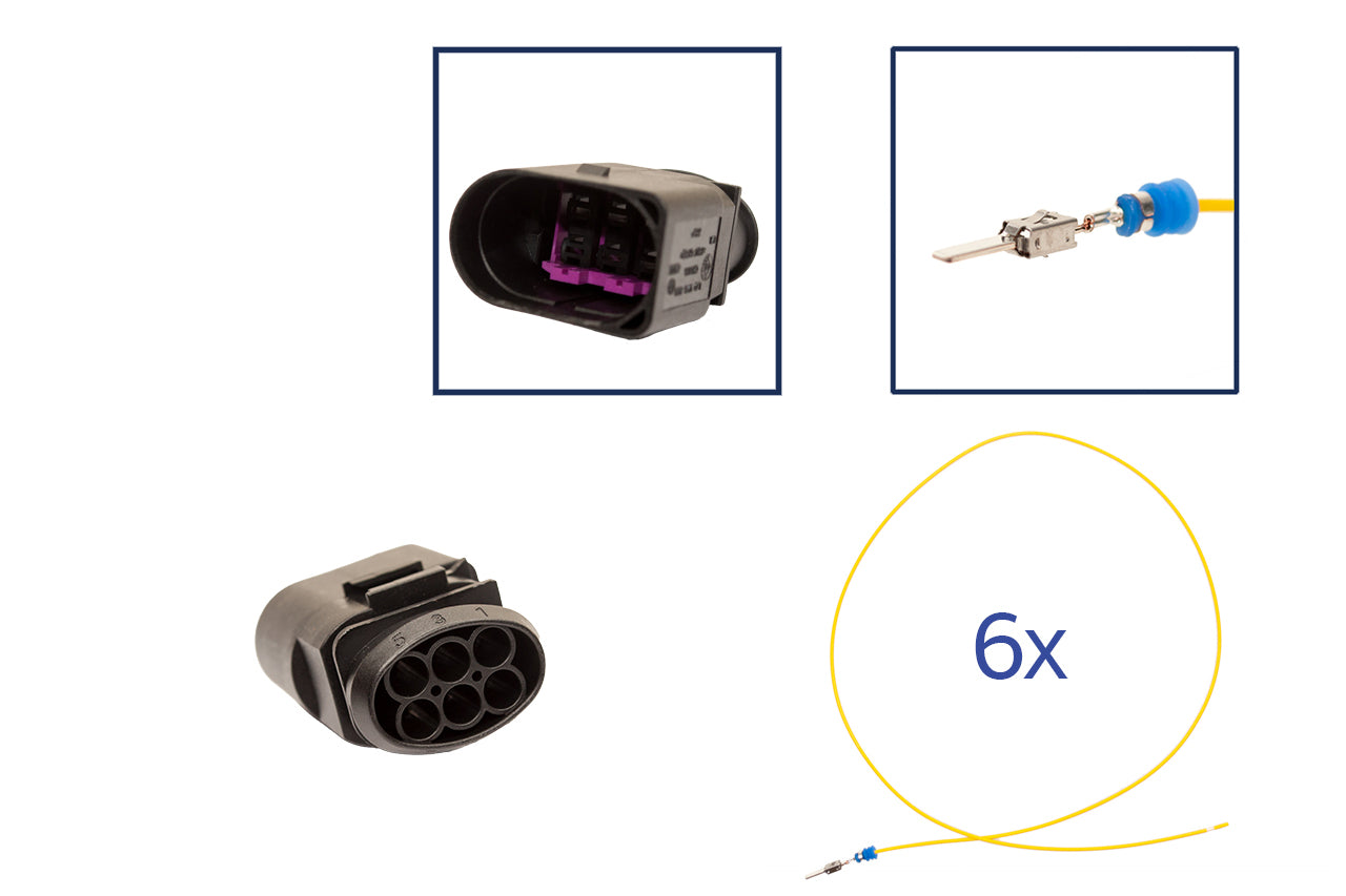 Repair kit connector 6 flatpin 1J0 973 833 housing for VW Audi Seat Skoda