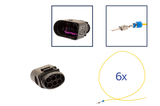 Repair kit connector 6 flatpin 1J0 973 833 housing for VW Audi Seat Skoda
